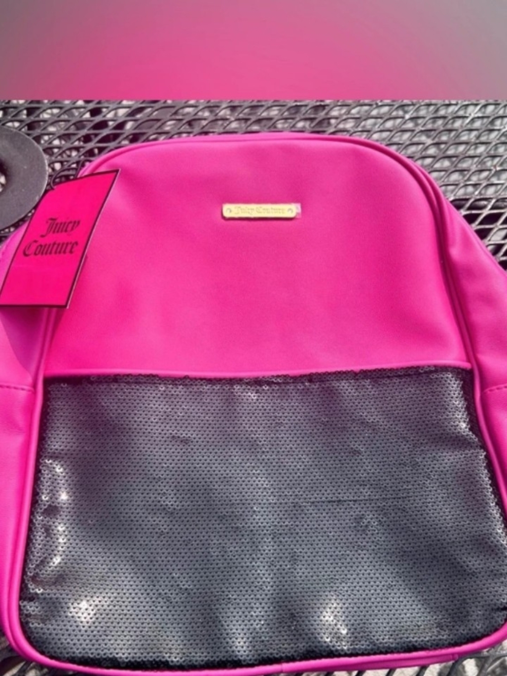 Juicy Couture Hot Pink and Black Sequin Backpack